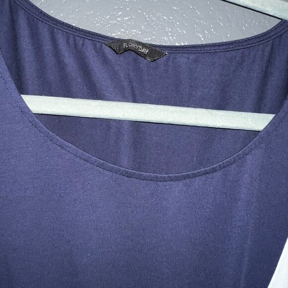 Flory Day Colorblock Maxi Dress Navy White Taupe Short Sleeve Women’s Size L - Picture 2 of 5